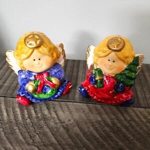 🎄 Vintage Smiling Angels Salt and Pepper shakers Christmas